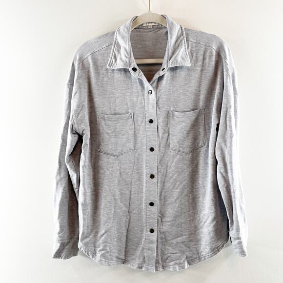 Z Supply WFH Modal Long Sleeve Button Front Shirt Jacket Heather Gray Small - Picture 4 of 6